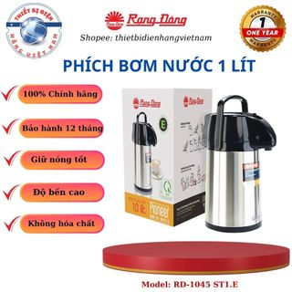 Phích nước Rạng Đông 1 lít, cần bơm cao cấp giữ nhiệt tốt - Model: RD-1045 ST1.E