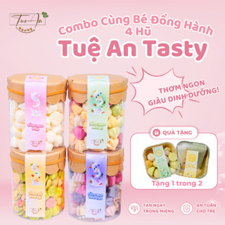 Combo Cùng Bé Đồng Hành 4 Hũ 250ml Bánh Ăn Dặm Dinh Dưỡng Tuệ An Tasty Sữa Chua Khô Mix Vị Trái Cây Lòng Đỏ Rau Củ