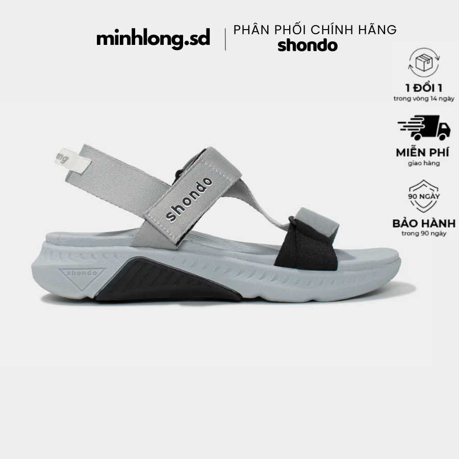 Giày Sandals Nam Nữ Shondo F7 Racing Xám Phối Đen F7R1020