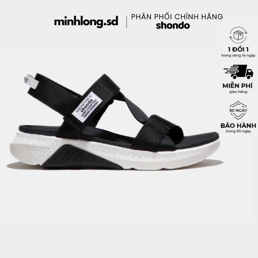 Giày Shondo Sandals F7 Racing F7R0010 đế trắng phối đen quai đen
