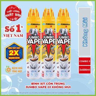  Combo 3 Bình xịt muỗi và côn trùng Jumbo Vape 2 vòi 600ml các mùi - Bách Hóa Tổng Hợp CN2 