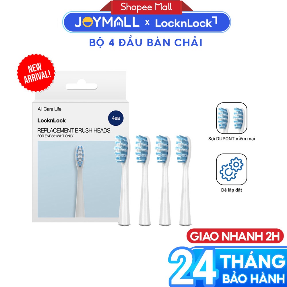 Bộ 4 đầu bàn chải thay thế ENR331WHT_RB, Hàng chính hãng, dùng cho bàn chải ENR331WHT, màu trắng - J