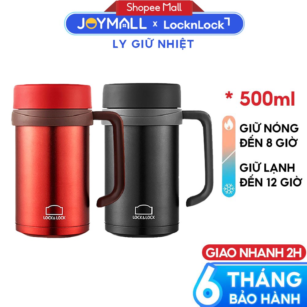 Ly giữ nhiệt LocknLock 500ml có tay cầm New Basic Table LHC4026, LHC9002 - Hàng chính hãng - JoyMall
