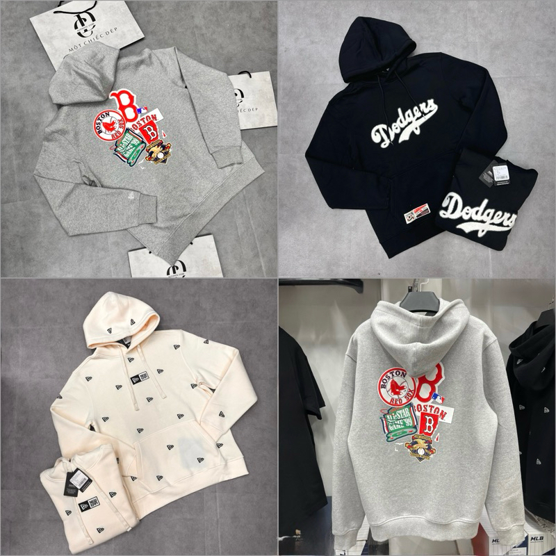 [CHÍNH HÃNG] ÁO HOODIE NEW ERA x MLB STICKER XÁM [12142436] - ÁO NỈ HOODIE NEW ERA CÓ MŨ CHÍNH HÃNG