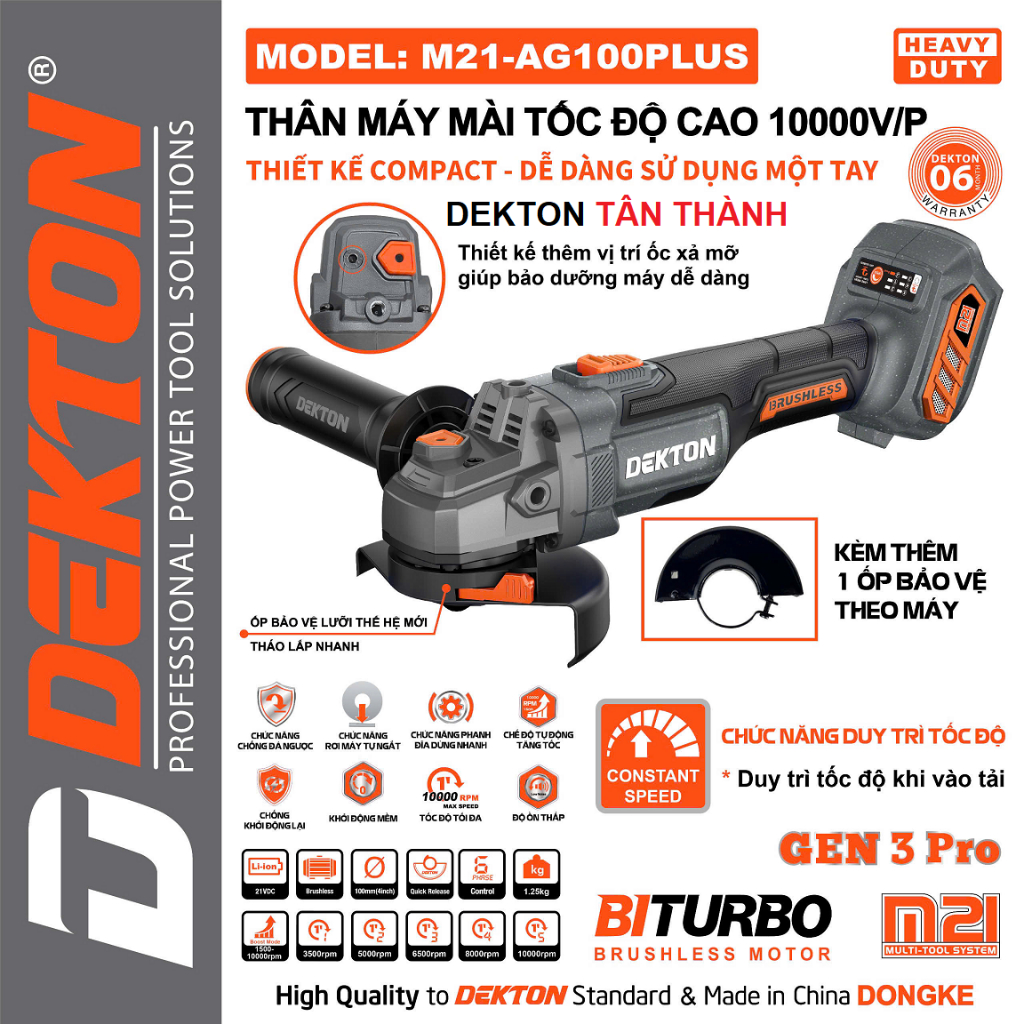 Máy cắt pin DEKTON M21 - AG100PLUS THẾ HỆ 3 - 2025 /Boost Function / Anti-Kickback