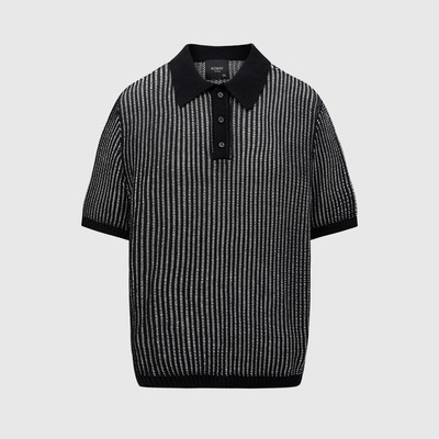 Áo Polo nam ROWAY dệt len Premium, form regular | Polo len cổ đen