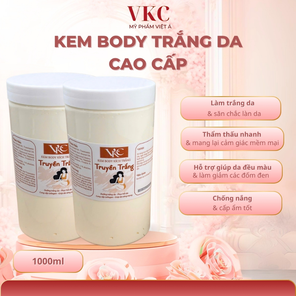 Kem Body Trắng Da Cao Cấp Siêu Mạnh 1000ml Kem Dưỡng Da Nâng Tone, Chống Nắng, Chống Lão Hoá