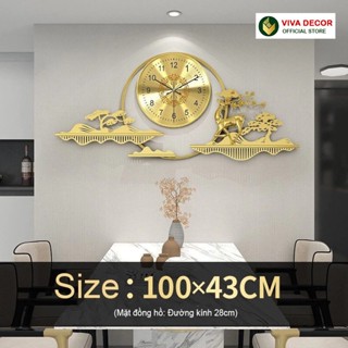 Đồng Hồ Treo Tường Trang Trí Nhà Cửa HƯƠU TÀI LỘC Kim Trôi Cao Cấp VIVA DECOR, Lianzhang V293
