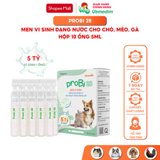  Vemedim Probi 28 Men vi sinh dùng cho chó và mèo với 5 tỷ lợi khuẩn vượt trội 1 hộp 10 ống 