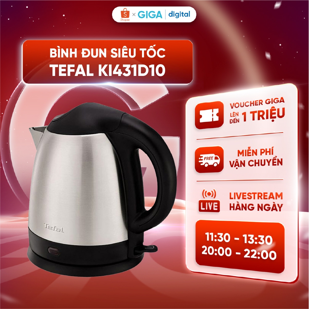 Bình đun siêu tốc Tefal KI431D10/ Ấm siêu tốc đun nước - Dung tích 1.2L - Chất liệu thép không gỉ - 