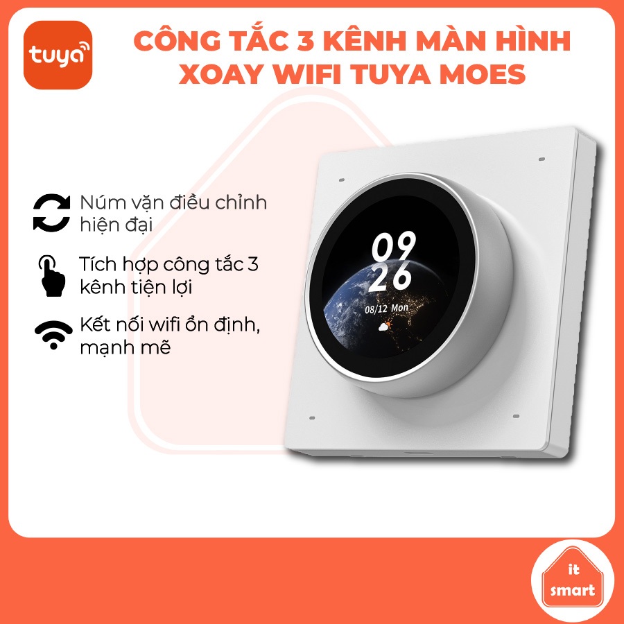 Công tắc màn hình tròn wifi Tuya Moes