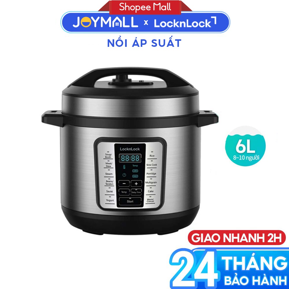 Nồi áp suất điện tử LocknLock EJP666SLV 6 lít - Hàng chính hãng, 11 chế độ , hẹn giờ nấu - JoyMall