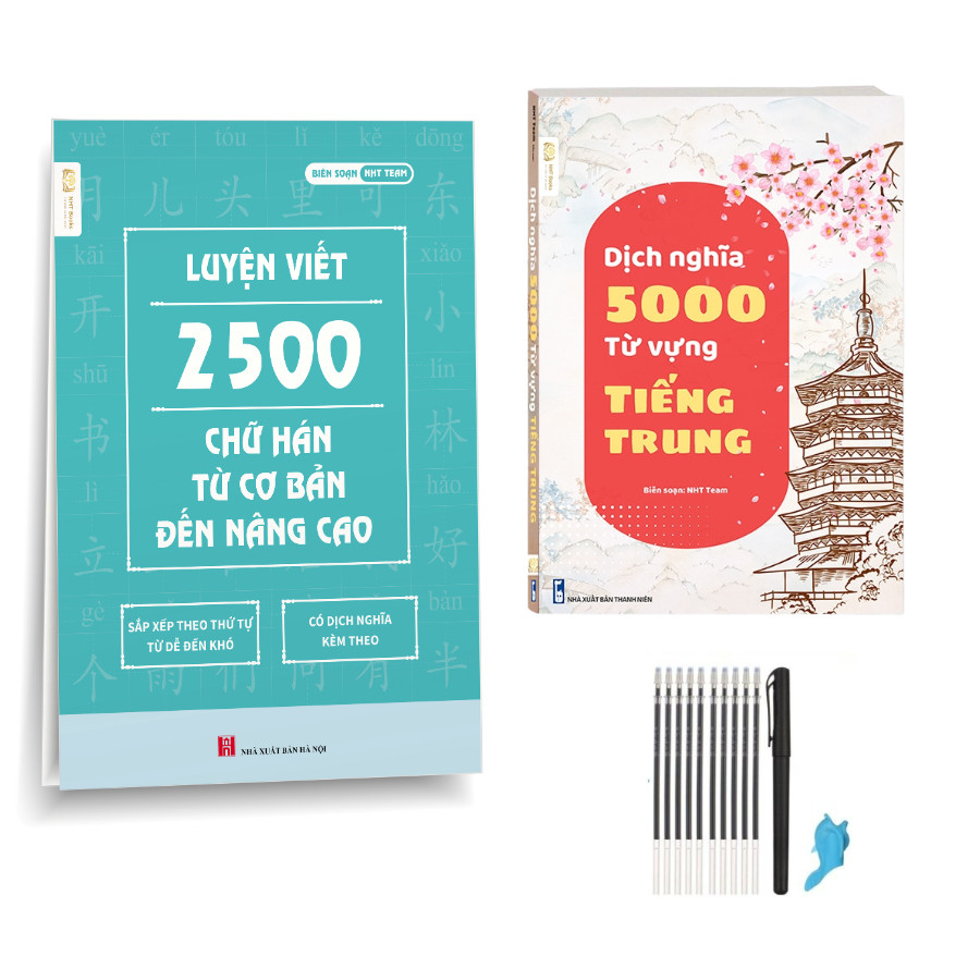 Combo Sách Luyện Viết 2500 Chữ Hán Kèm Sách Giải Nghĩa 5000 Từ Vựng Tiếng Trung NHT Books