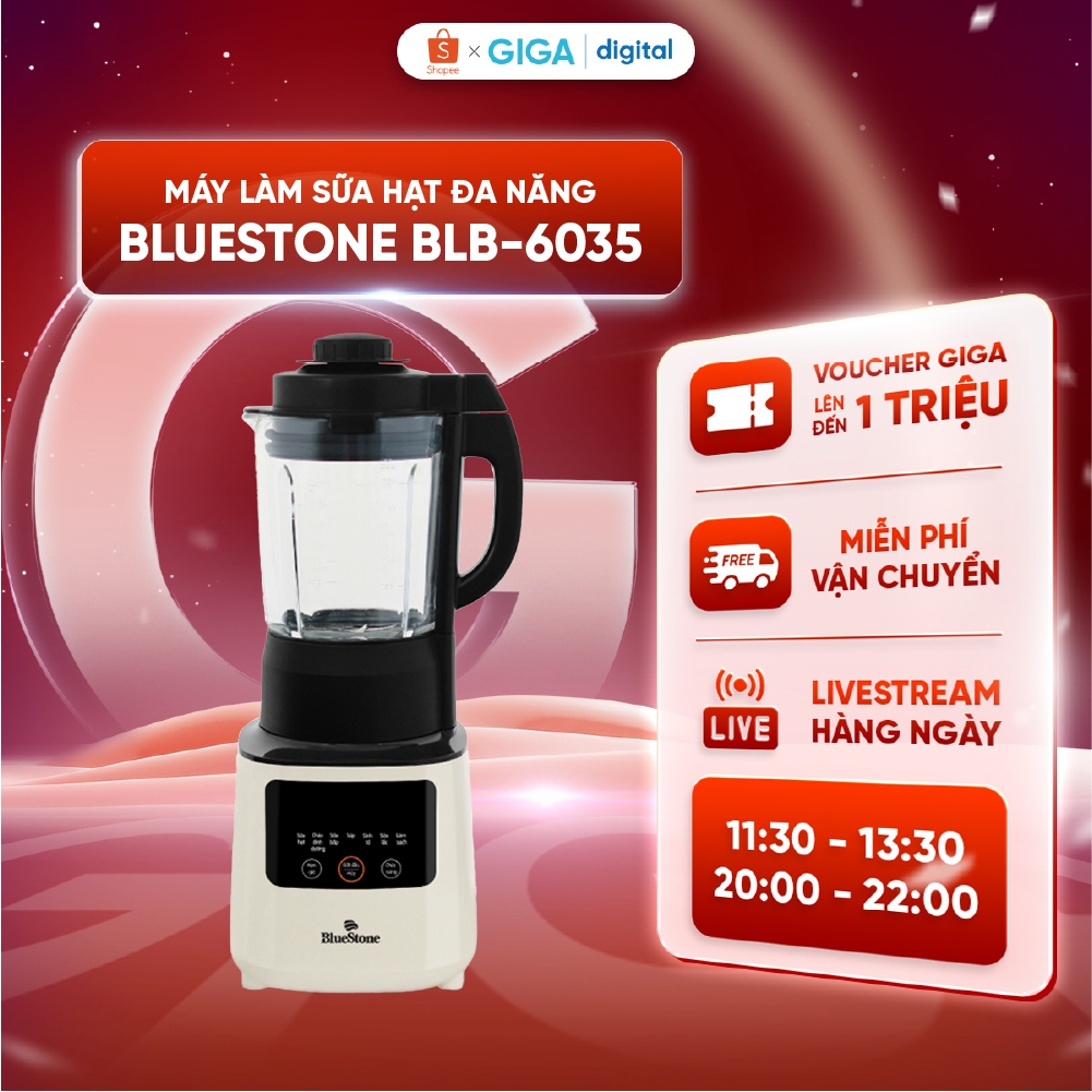 Máy Làm Sữa Hạt Đa Năng BlueStone BLB-6035 1.75 Lít -  6 chế độ xay nấu cài đặt sẵn - Chế độ tự làm 