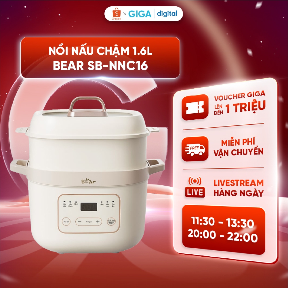 Nồi Nấu Chậm 1.6L Bear SB-NNC16/ 2.0L SB-NNC20/ SB-NNC15 - Phiên bản tiếng Việt dễ dàng thao tác, sử dụng