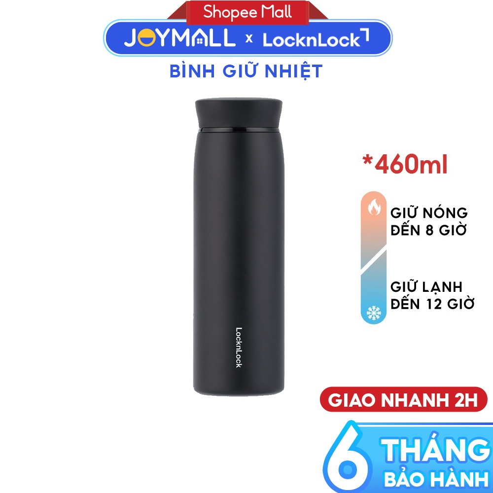 Bình giữ nhiệt LocknLock Màu Đen LHC4244BLK 460ml, Hàng Chính Hãng, Có Khay Lưới Lọc Trà - JoyMall
