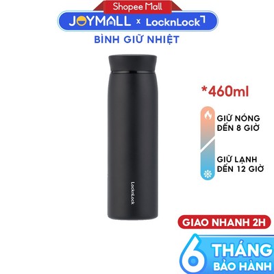 Bình giữ nhiệt LocknLock Màu Đen LHC4244BLK 460ml, Hàng Chính Hãng, Có Khay Lưới Lọc Trà - JoyMall