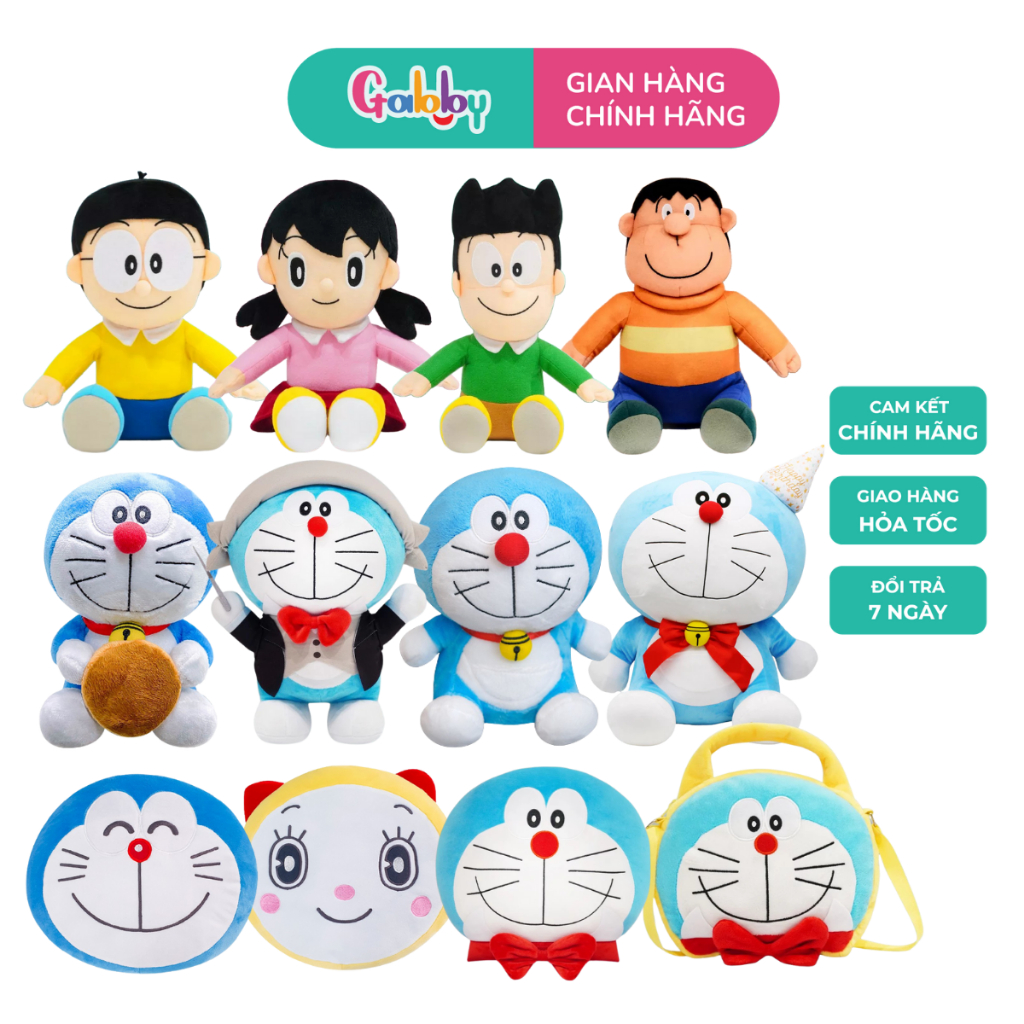 Gấu Bông Doraemon, Shizuka, Jaian, Suneo Bông Mềm Mại Đáng Yêu Cho Bé Gabby