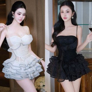 Váy 2 Dây Cúp Ngực Ren Chân Váy Xòe Nhiều Tầng MELLYSTORE Đầm Bánh Bèo Cao Cấp Đẹp Quyến Rũ ,Sang Trọng - Đầm Thiết Kế