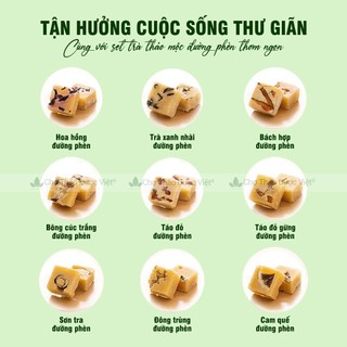 Trà hoa cúc đường phèn mix vị, viên cúc đường phèn và tổng hợp các loại trà hoa tự chọn, vị ngọt thanh