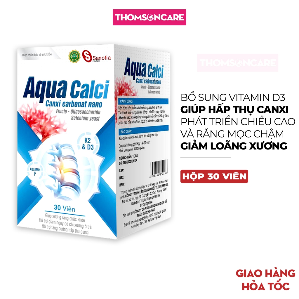 Viên uống bổ xương Aqua Canxi Sanofia France- Giúp bổ sung calci cho cơ thể, giảm loãng xương Từ Vit