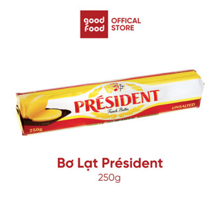 Bơ Lạt Nguyên Khối, 82% Béo, Nhập Khẩu Từ Pháp, Đóng Gói Bằng Nhôm Chống Rách, Bơ Nhạt President - Khối 250g