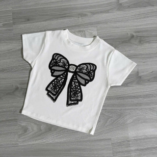  Áo thun croptop in chiếc nơ ôm body của công chúa sáu màu đen trắng đỏ hồng đậm xám tro hồng nude xinh xắn VANISA CT184 