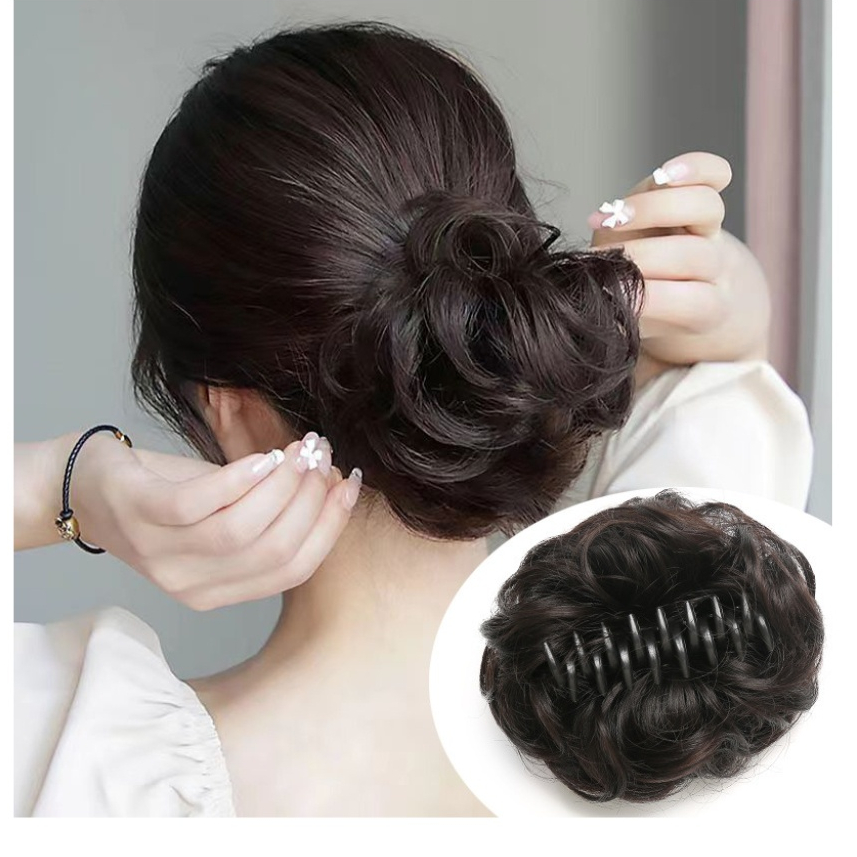 [ Giá sỉ ] Tóc giả búi kẹp xoăn, combo 10 cái