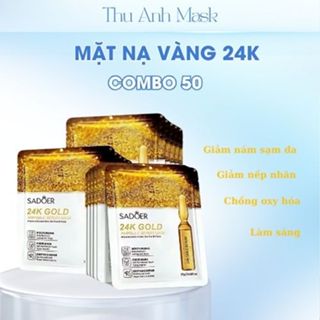 50 miếng mặt nạ Vàng 24K chống lão hóa giảm nếp nhăn trắng sáng đều màu da mờ nám sạm tàn nhang phù hợp với mọi loại da