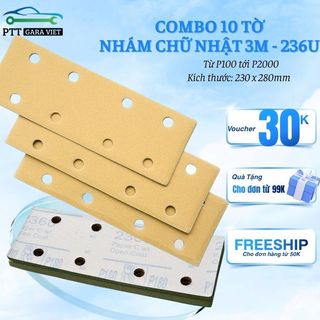 Combo 10 Tờ Giấy Nhám 3M Chữ Nhật 70x198mm Đa Độ Nhám P80 - P400 - PTT GARAVIET