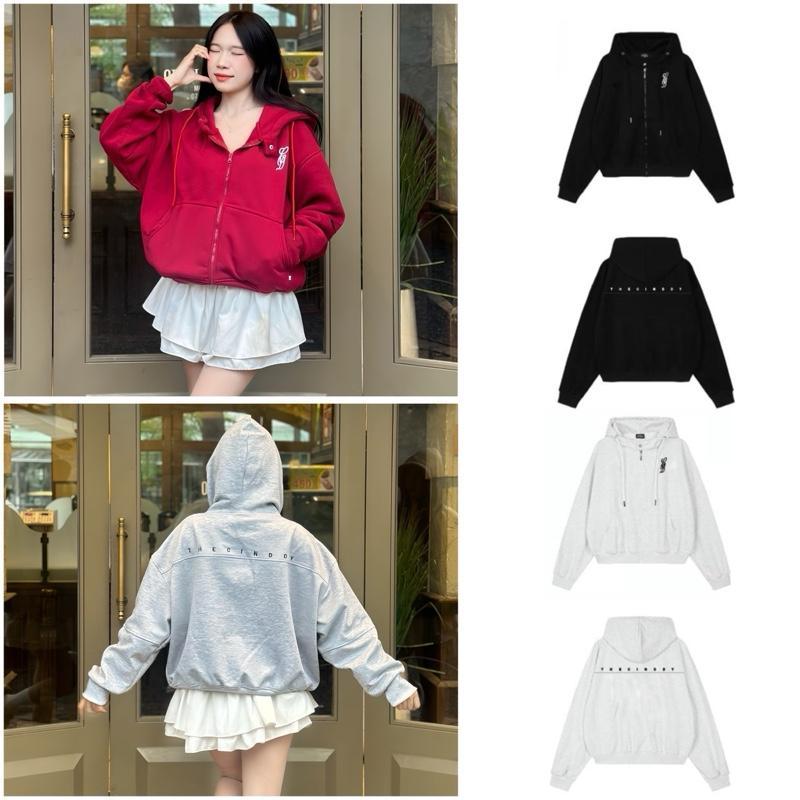(DEAL MỞ BÁN) - Hoodie Boxy - Áo Khoác Boxy Thêu Logo Nổi Mặt Trước Mặt Sau Thêu Thecinddy Hottrend 