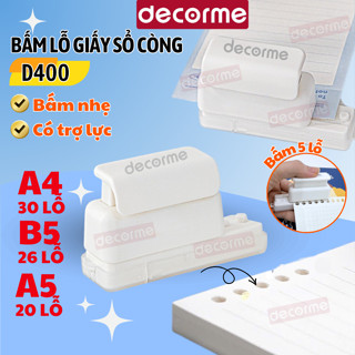 DecorMe Bấm giấy 5 lỗ Decorme 0.6mm, đục giấy sổ còng A4 B5 A5 làm sổ tay, sổ planner