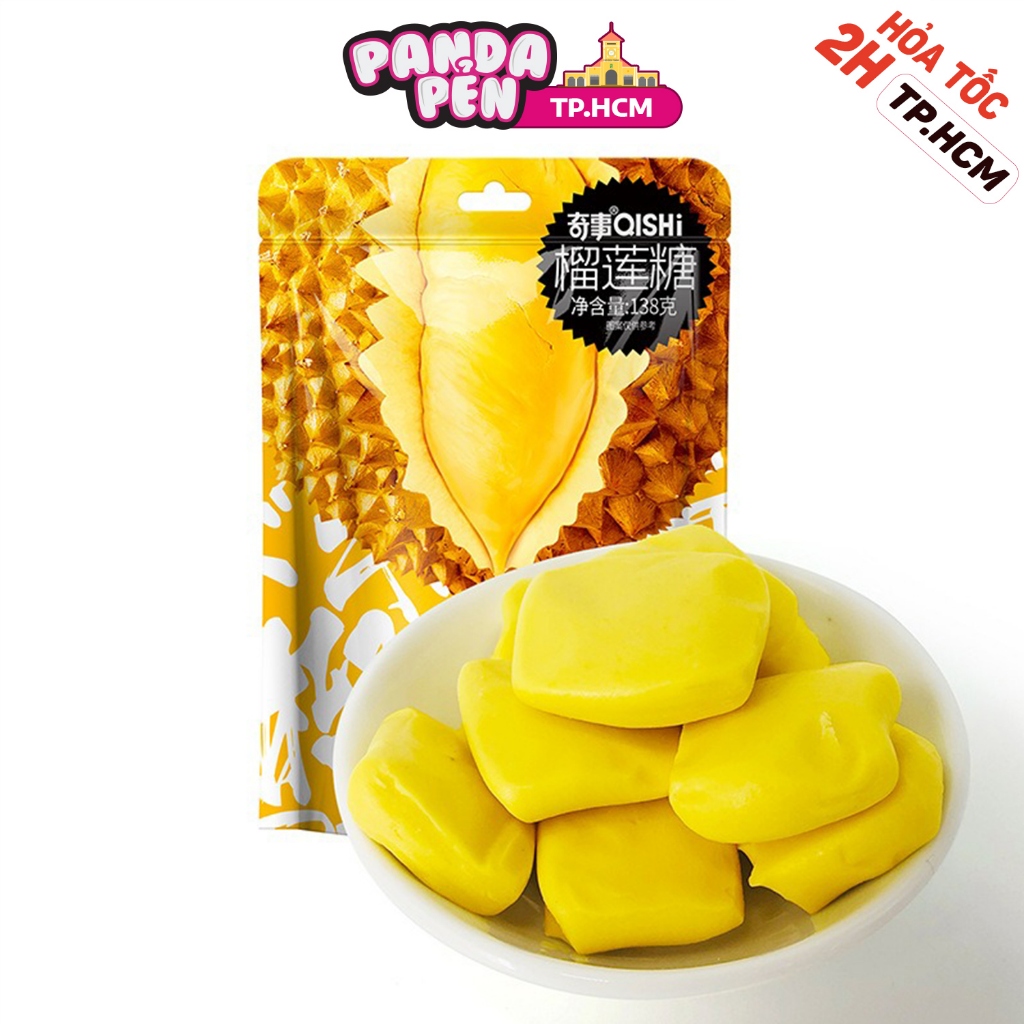 Kẹo Dẻo Sầu Riêng Đài Loan Qishi Musang King Ăn Vặt Panda Pẻn