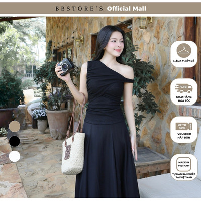 BBSTORE'S Áo Kiểu Dạo Phố Xoắn Vai Chất Thun Len - A4439B