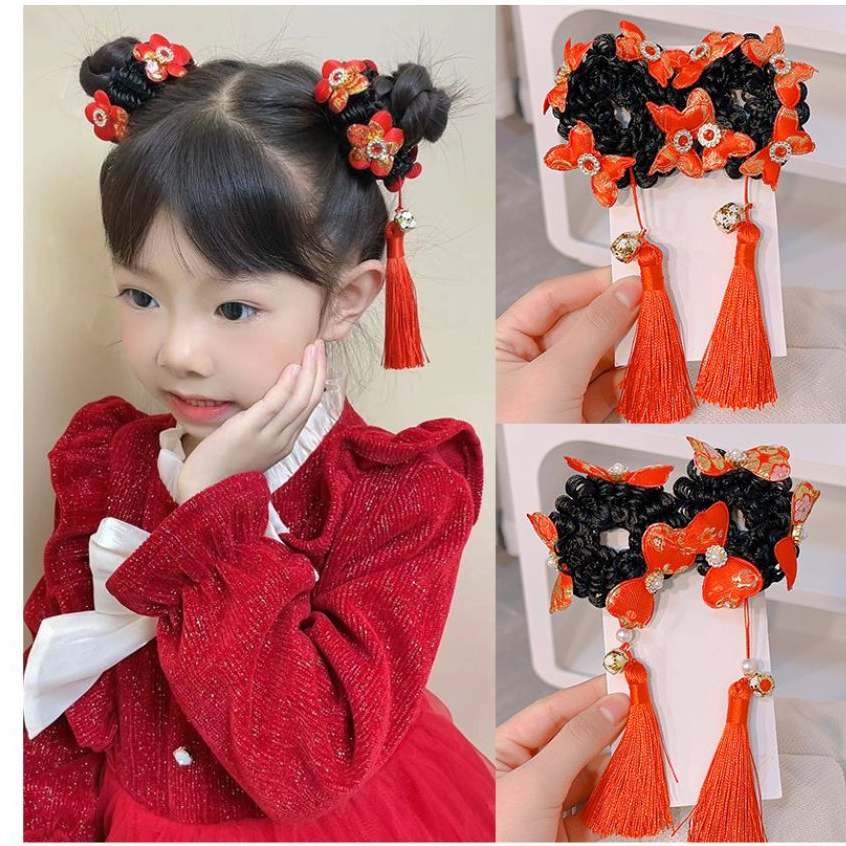 Búi natra màu đỏ dành cho em bé gái