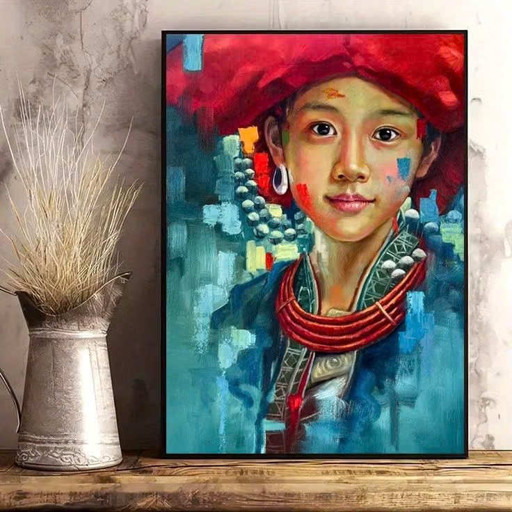 Tranh Canvas Treo Tường Hình Ảnh Cô Gái Tây Bắc Mộc Mạc Decor Homestay, Khách Sạn (CÓ ẢNH THẬT)