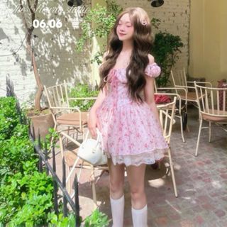 [ROSE DRESS] Váy hoa nhí brand FLEURIE màu hồng xoè 3 lớp tặng kèm quần bảo hộ tách rời