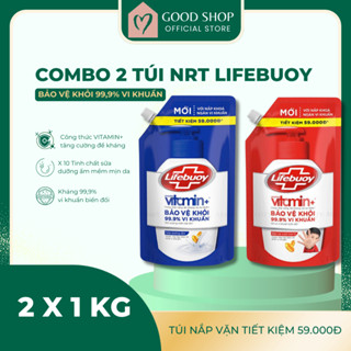 Combo 2 Túi x 1KG Nước Rửa Tay Lifebuoy Sạch 99,9% Vi Khuẩn| Xanh Sữa Dưỡng Ẩm| Đỏ Bảo Vệ Toàn Diện|