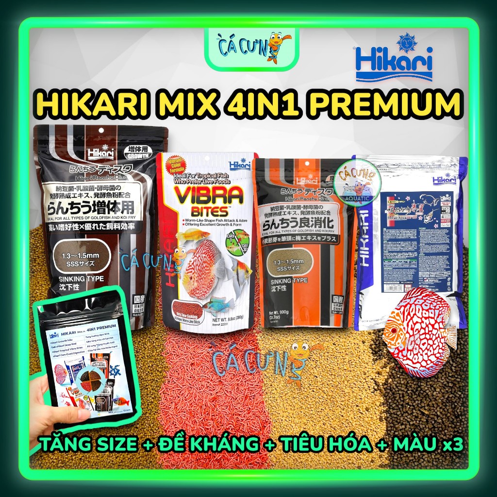 Thức ăn cá HIKARI MIX 4in1 Premium - Cám chìm siêu tăng màu, tăng đề kháng tiêu hóa cá thủy sinh