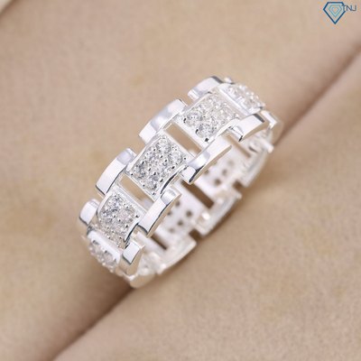 Nhẫn bạc nam đính đá hoạ tiết dây đồng hồ sang trọng cá tính NNA0814 - Trang Sức TNJ