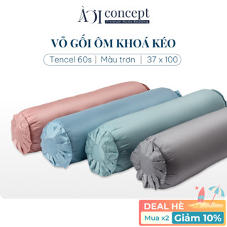 Vỏ Gối Ôm Lụa Tencel Size 37x100cm Hàn Quốc Cao Cấp AOICONCEPT Màu Trơn Nhiều màu Dây kéo khoá Không Xù Lông