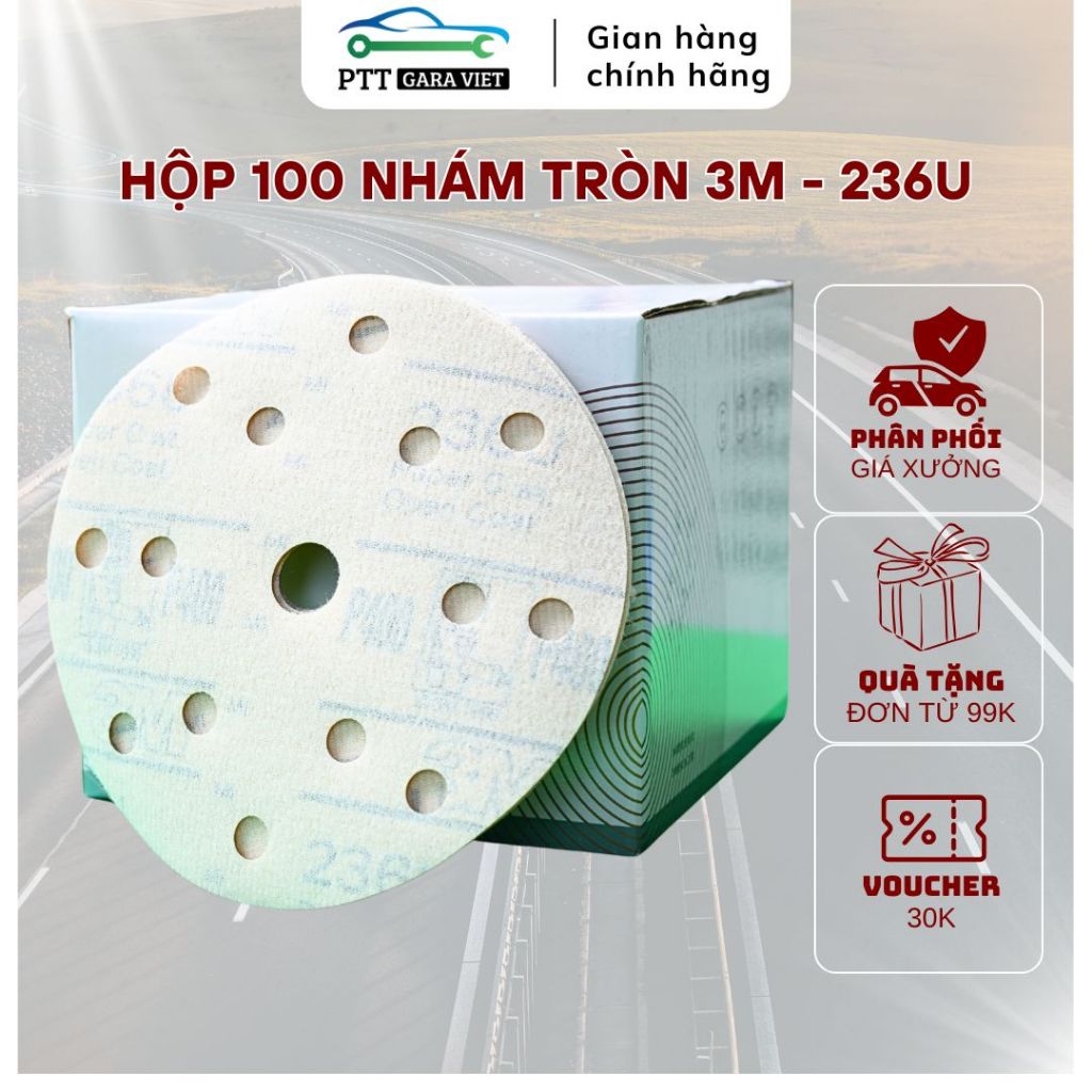 (Hộp 100 Tờ) Đĩa Nhám Vàng P120 3M 236U 6-inch P120