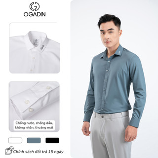  Áo Sơ Mi Nam Cao Cấp - Sơ Mi Nam OGADIN Chữ Thêu Mềm Mịn Form Dáng Công Sở Lịch Lãm OGADIN OSM004 