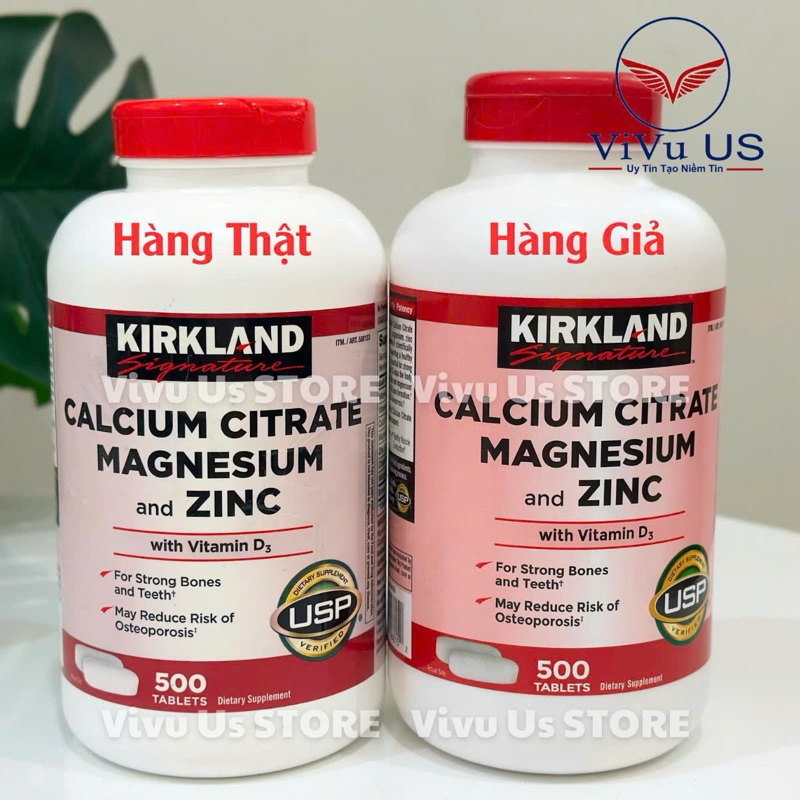 Canxi, Magie, Kẽm, Vitamin D3 500 viên của Kirkland Mỹ [ HSD 3/2028 ]