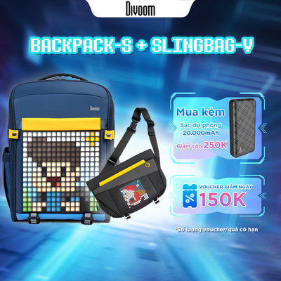 Combo ba lô Divoom Backpack-S và túi đeo chéo - Pixoo SlingBag V - Hàng chính hãng