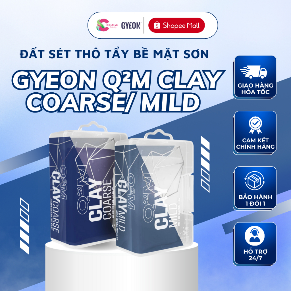 Đất Sét Thô Tẩy Bề Mặt Sơn Gyeon Q2M Clay Coarse, Q2M Clay Mild Siêu Sạch Cao Cấp 100gr