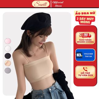 Áo bra 2 dây mút mỏng, Bra nữ su mịn mát lạnh, Áo ngực không gọng cúp ngang SAVILL B8881