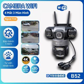 Camera Wifi YOOSEE Ngoài Trời 4 Mắt/3 Mắt -  3 Màn Hình, xoay 360 độ, Độ Phân Giải FULL HD, Chống Nước, Ban Đêm Có Màu
