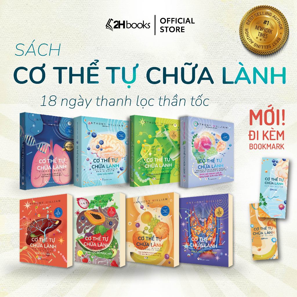 Sách Cơ thể tự chữa lành, Trọn bộ 8 cuốn sách dinh dưỡng sức khỏe, cải thiện từ bên trong - 2H Books