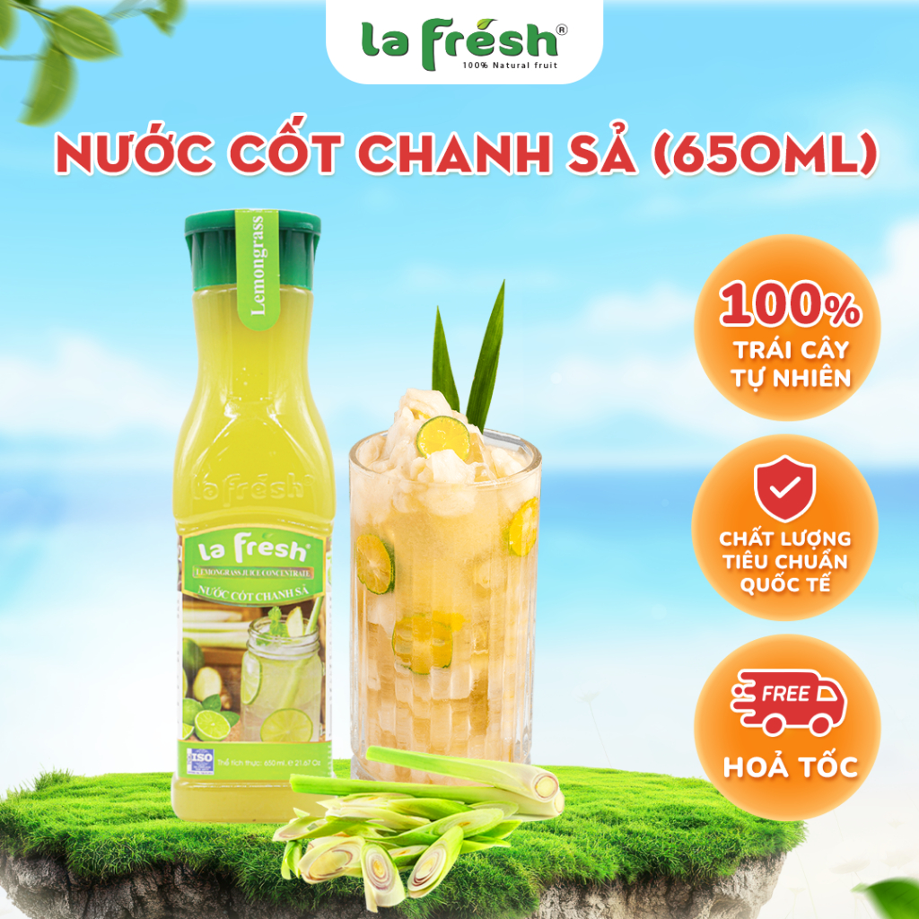 Nước cốt Chanh sả Lafresh Đà Lạt 650ml - Pha trà , giải nhiệt